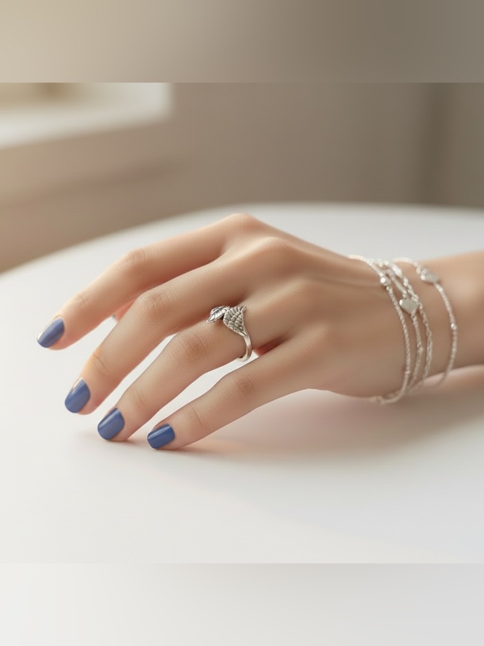 .925 Sterling Silver Dual Angel Wing Ring
